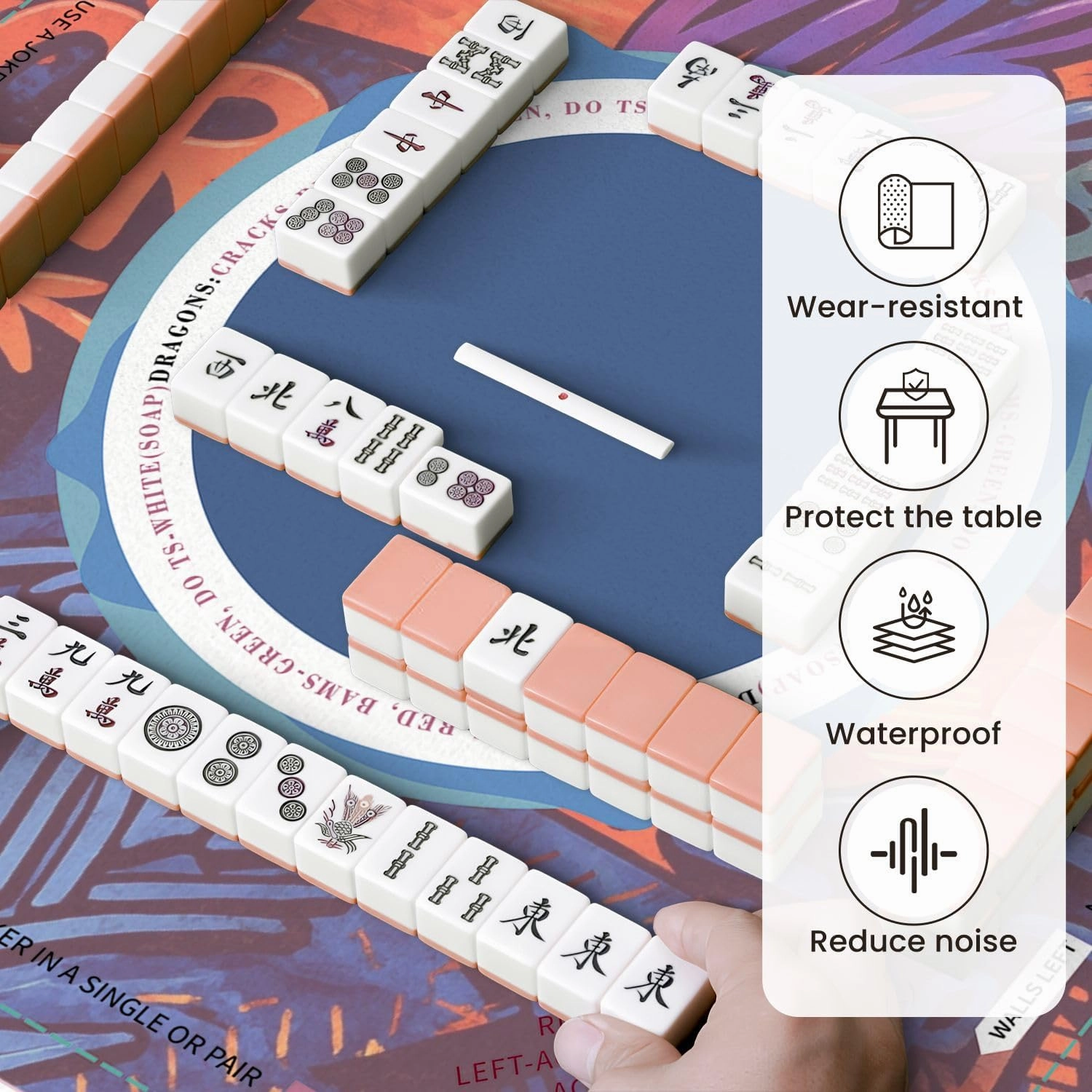 Mahjong Mat for Table Abstract bright graffiti bricks paint drips words graffiti style 31.5" x 31.5" Non-Slip Noise-Reducing Game Mat Premium Mahjong Accessories for Poker Dominoes Board Games