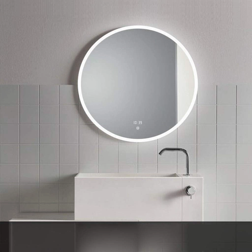 Makeup Mirror Dressing Mirror Wall Mirror Bathroom Small,Bathroom Wall Mounted Illuminated Mirrors Anti-Fog Time Temperature Makeup Mirror with Led Light Beauty Mirror