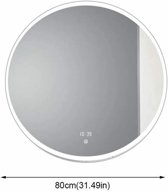 Makeup Mirror Dressing Mirror Wall Mirror Bathroom Small,Bathroom Wall Mounted Illuminated Mirrors Anti-Fog Time Temperature Makeup Mirror with Led Light Beauty Mirror