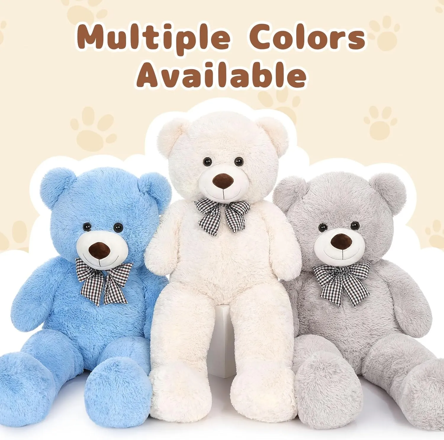 MaoGoLan Big Fluffy Gray Teddy Bear 39 inch Large Grey Stuffed Animal for Girlfriend Kids Boyfriend Teens