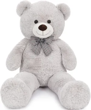 MaoGoLan Big Fluffy Gray Teddy Bear 39 inch Large Grey Stuffed Animal for Girlfriend Kids Boyfriend Teens
