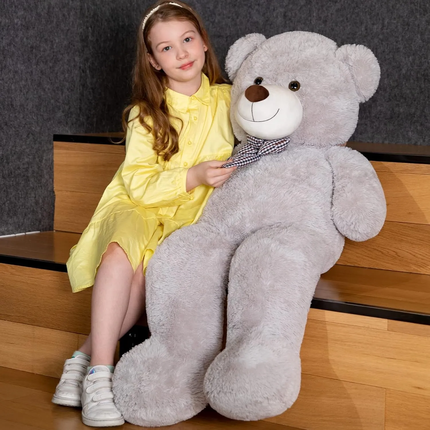 MaoGoLan Big Fluffy Gray Teddy Bear 39 inch Large Grey Stuffed Animal for Girlfriend Kids Boyfriend Teens