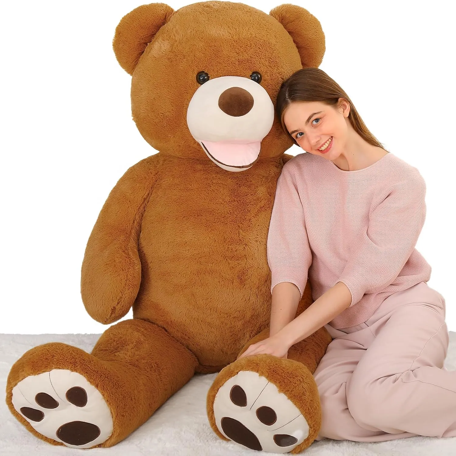 MaoGoLan Big Teddy Bear 5ft Tall with Smiling Face, Fluffy Giant Stuffed Teddy Bear Valentines for Girlfriend Boyfriend, Anniversary,Long Distance, Dark Brown