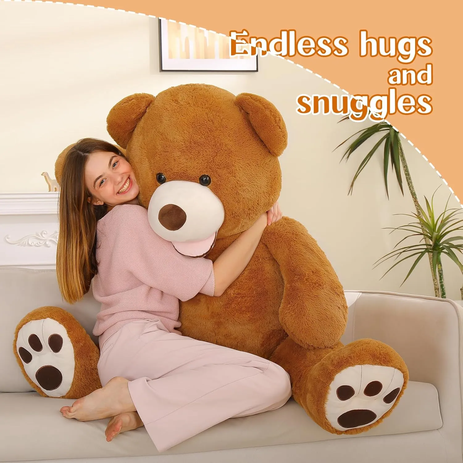 MaoGoLan Big Teddy Bear 5ft Tall with Smiling Face, Fluffy Giant Stuffed Teddy Bear Valentines for Girlfriend Boyfriend, Anniversary,Long Distance, Dark Brown