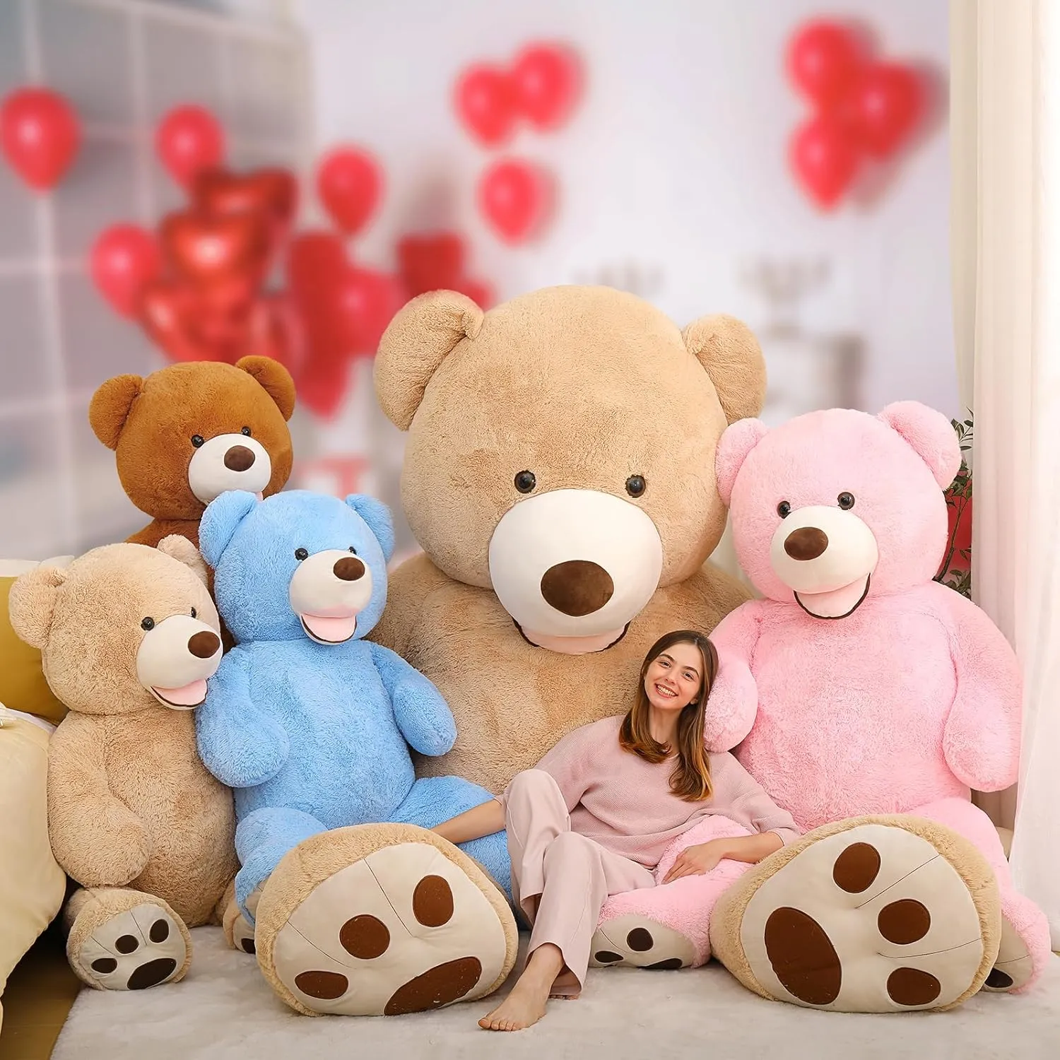 MaoGoLan Big Teddy Bear 5ft Tall with Smiling Face, Fluffy Giant Stuffed Teddy Bear Valentines for Girlfriend Boyfriend, Anniversary,Long Distance, Dark Brown