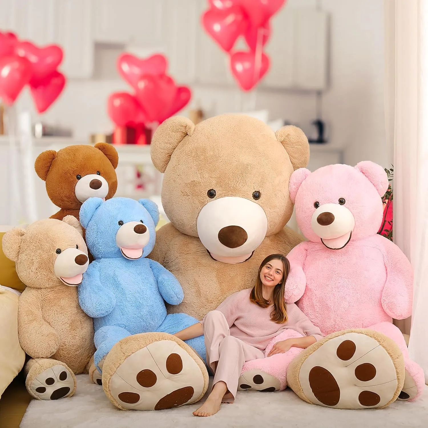 MaoGoLan Giant Teddy Bear 5 Feet Stuffed Animal, Brown Valentines Big Teddy Bear Plush for Girlfriend Boyfriend, Soft and Fluffy Life Size Teddy Bear Gift for Baby Shower
