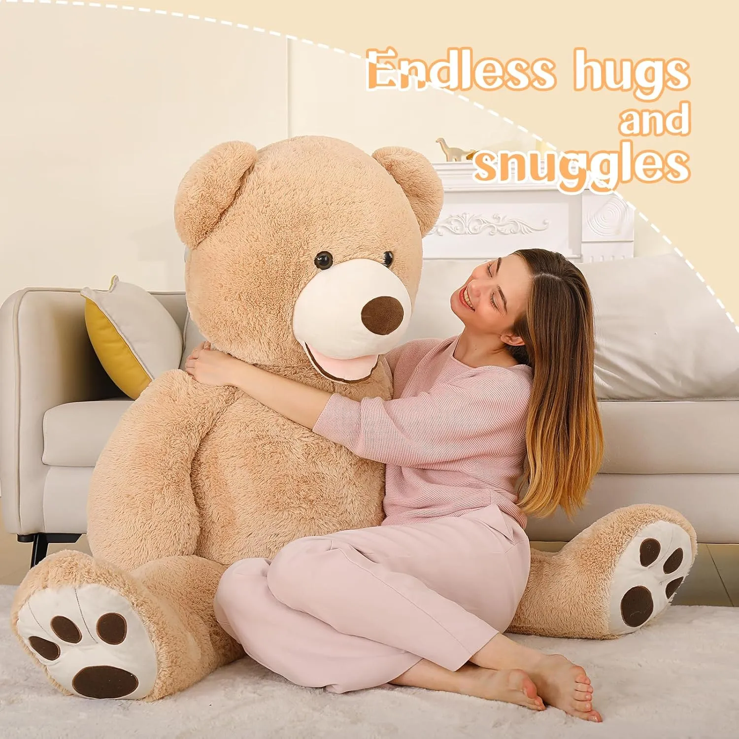 MaoGoLan Giant Teddy Bear 5 Feet Stuffed Animal, Brown Valentines Big Teddy Bear Plush for Girlfriend Boyfriend, Soft and Fluffy Life Size Teddy Bear Gift for Baby Shower