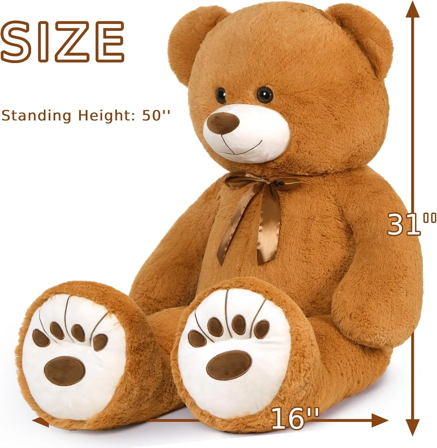 MaoGoLan Giant Teddy Bear 50in Large Stuffed Animal Jumbo Big Bear Plush, Soft Teddy Plush Toy for Kids Teens Girls Birthday Gift Cute Decorations for Baby Shower Themed Party