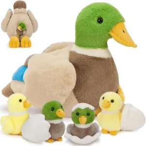 MaoGoLan Stuffed Duck Plush 16'' Large Stuffed Animal for Kids, Toddlers, Infant Nursery Item Mother's Day Baby Shower Party Favors - Mallard Duck Mommy with Baby Ducklings & Eggs Inside