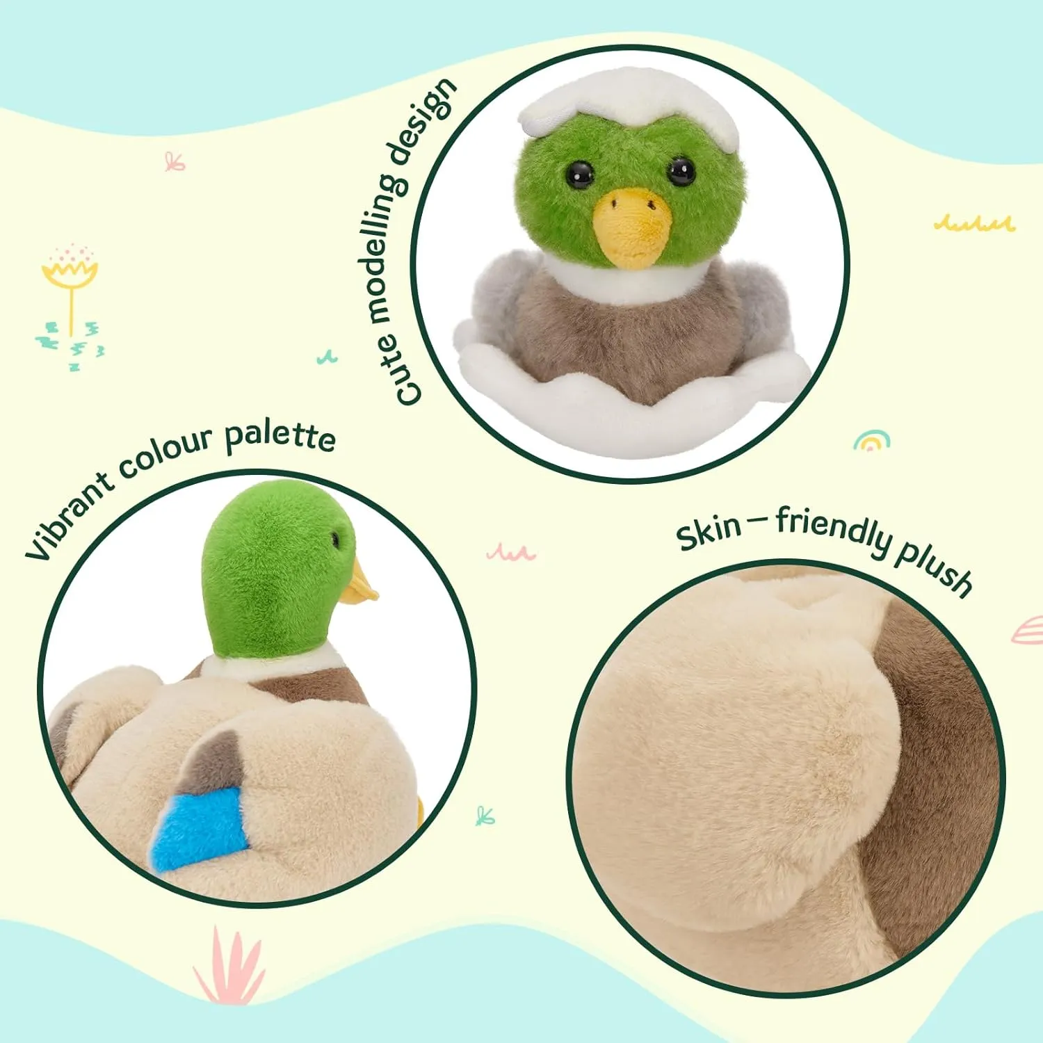 MaoGoLan Stuffed Duck Plush 16'' Large Stuffed Animal for Kids, Toddlers, Infant Nursery Item Mother's Day Baby Shower Party Favors - Mallard Duck Mommy with Baby Ducklings & Eggs Inside