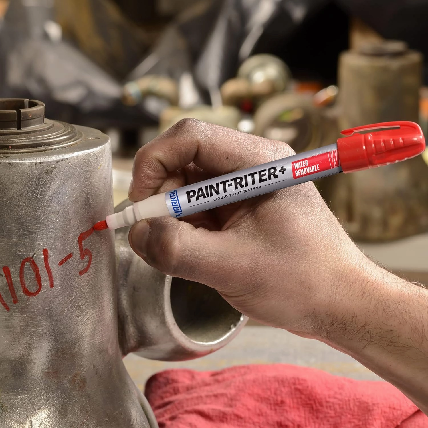Markal Pro-Wash Water Removable Paint Marker with Real Paint, Red (Pack of 12)