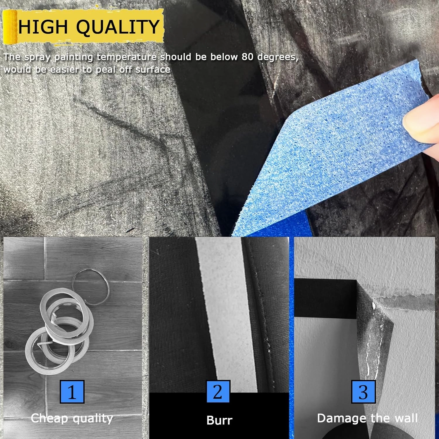 Masking Tape, Blue Tapes, Painters Tape, Artist Painter's Painting Paper Tape for Multi-Purpose Wall Paint, DIY Crafts, Scrapbook, Decoration, Labeling, Edge Finishing, 0.94IN x 60.1YD, 6 Rolls