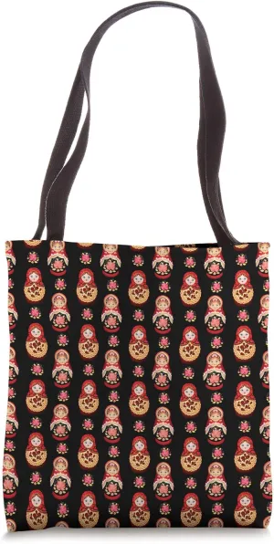 Matryoshka Russian Doll Nesting Doll Toy Black Background Tote Bag