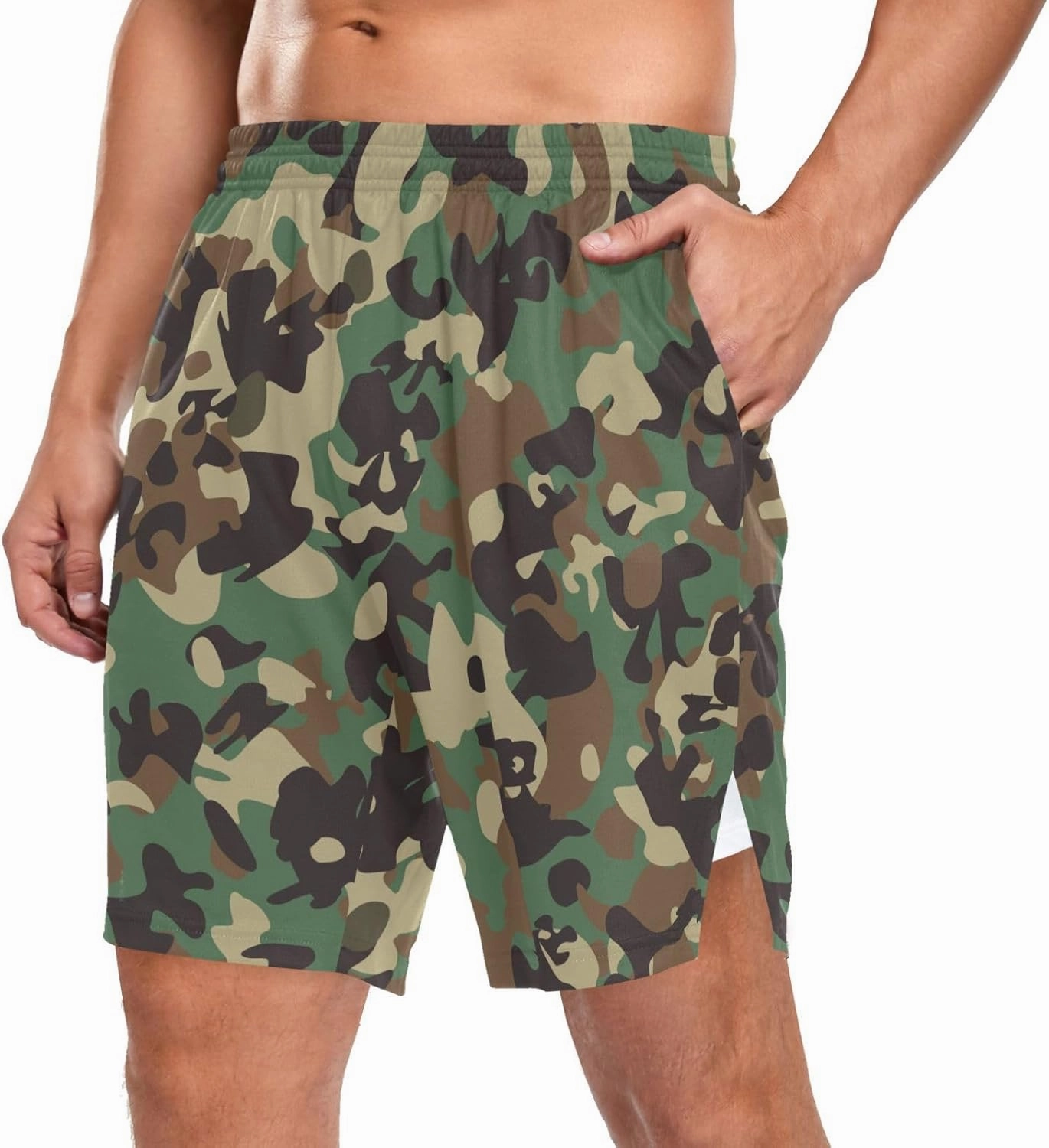 Men's 2 in 1 Workout Running Shorts, Gym Athletic Shorts for Men Lightweight Training with Pockets and Towel Loop