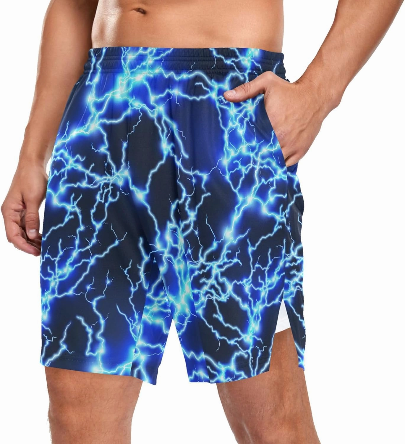 Men's 2 in 1 Workout Running Shorts, Gym Athletic Shorts for Men Lightweight Training with Pockets and Towel Loop