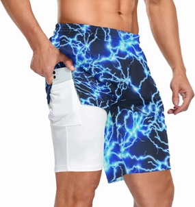 Men's 2 in 1 Workout Running Shorts, Gym Athletic Shorts for Men Lightweight Training with Pockets and Towel Loop