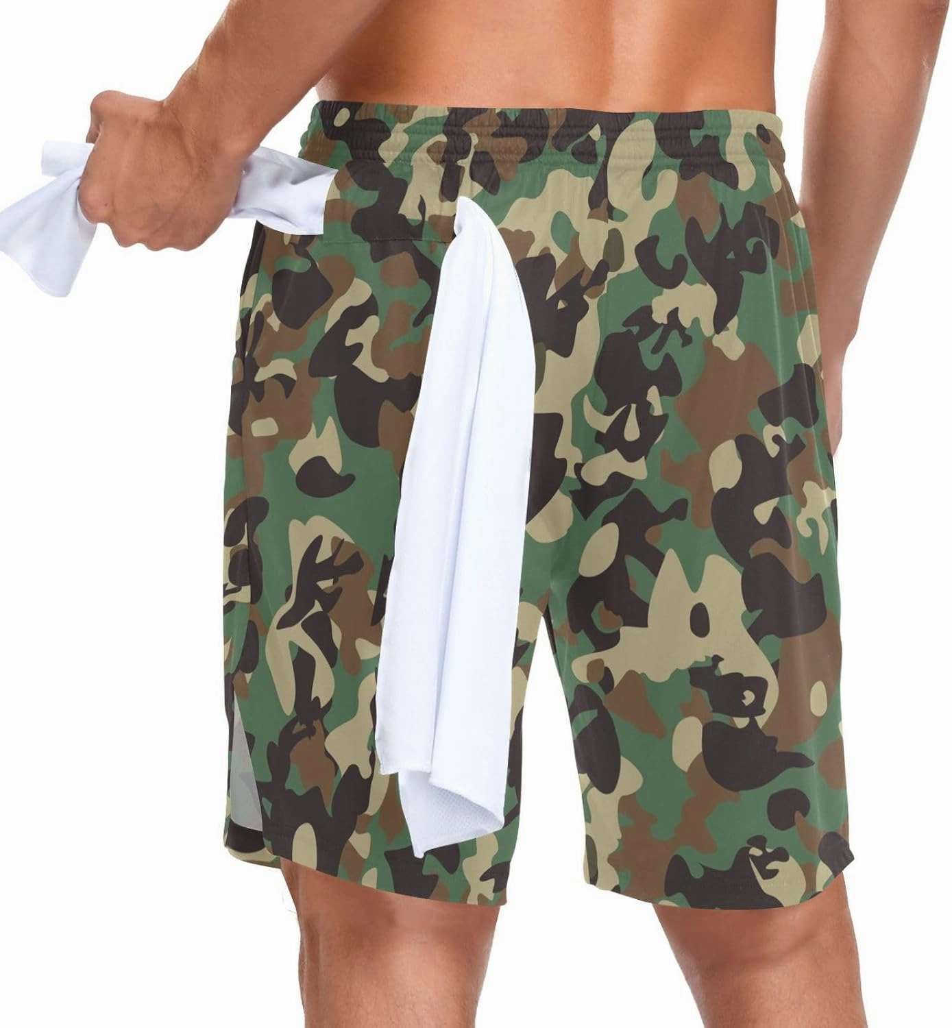 Men's 2 in 1 Workout Running Shorts, Gym Athletic Shorts for Men Lightweight Training with Pockets and Towel Loop