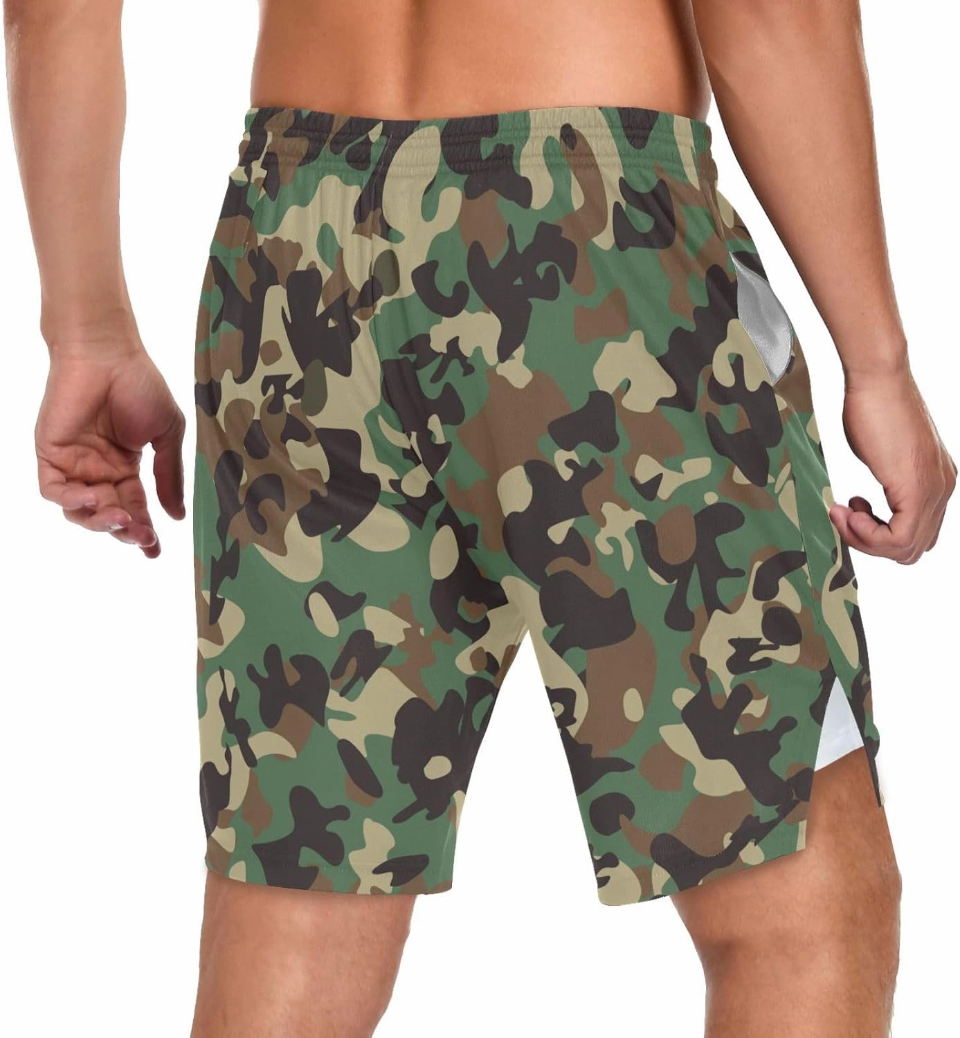Men's 2 in 1 Workout Running Shorts, Gym Athletic Shorts for Men Lightweight Training with Pockets and Towel Loop