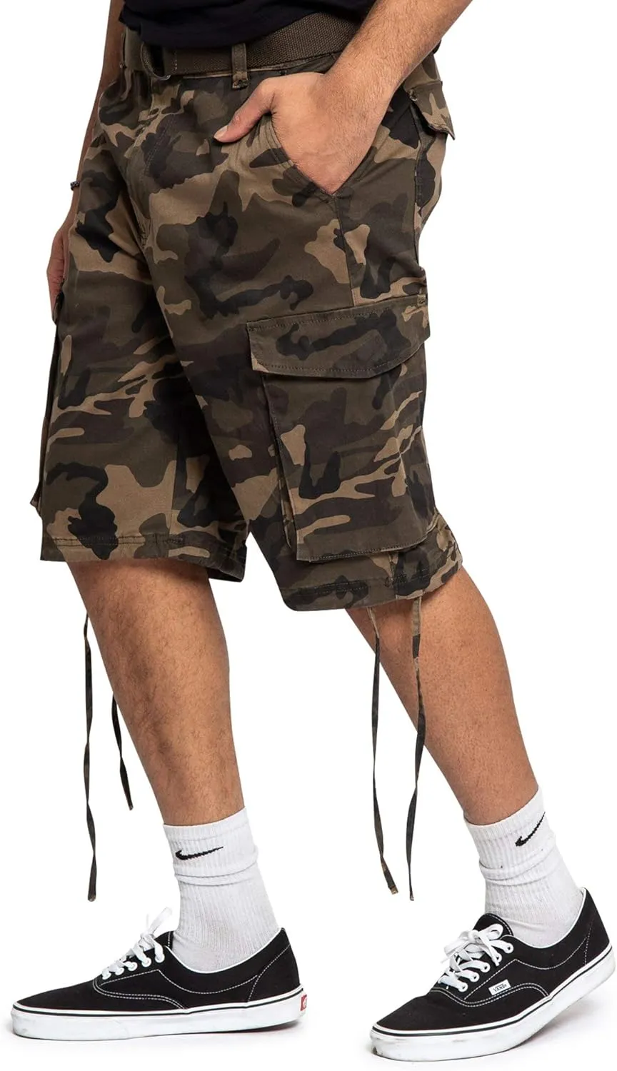 Men's Belted Ripstop Twill Camo Cargo Short