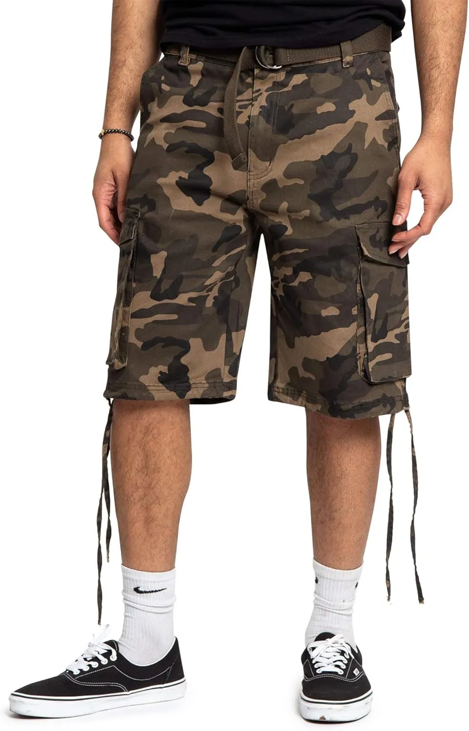 Men's Belted Ripstop Twill Camo Cargo Short