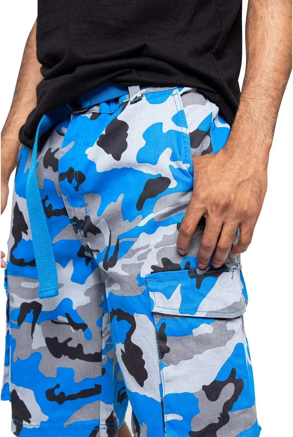 Men's Belted Ripstop Twill Camo Cargo Short