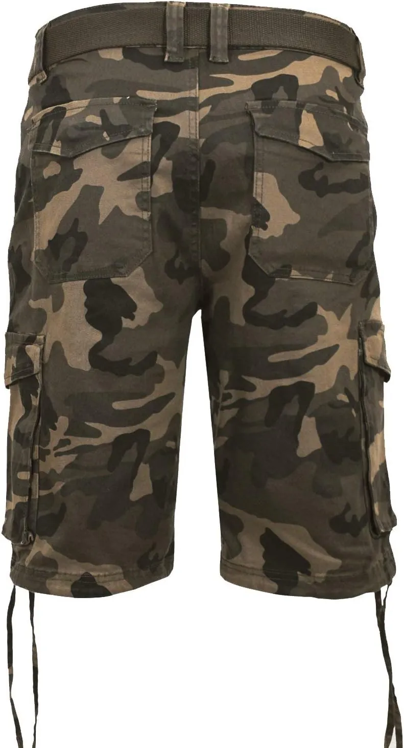 Men's Belted Ripstop Twill Camo Cargo Short