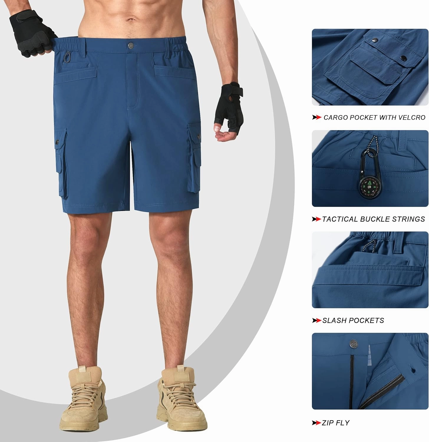 Mens Golf Shorts Quick Dry Casual Cargo Hiking Work Shorts with Multi Pocket for Travel Fishing Tactical