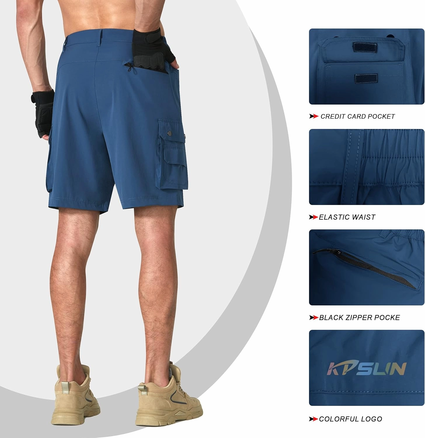 Mens Golf Shorts Quick Dry Casual Cargo Hiking Work Shorts with Multi Pocket for Travel Fishing Tactical