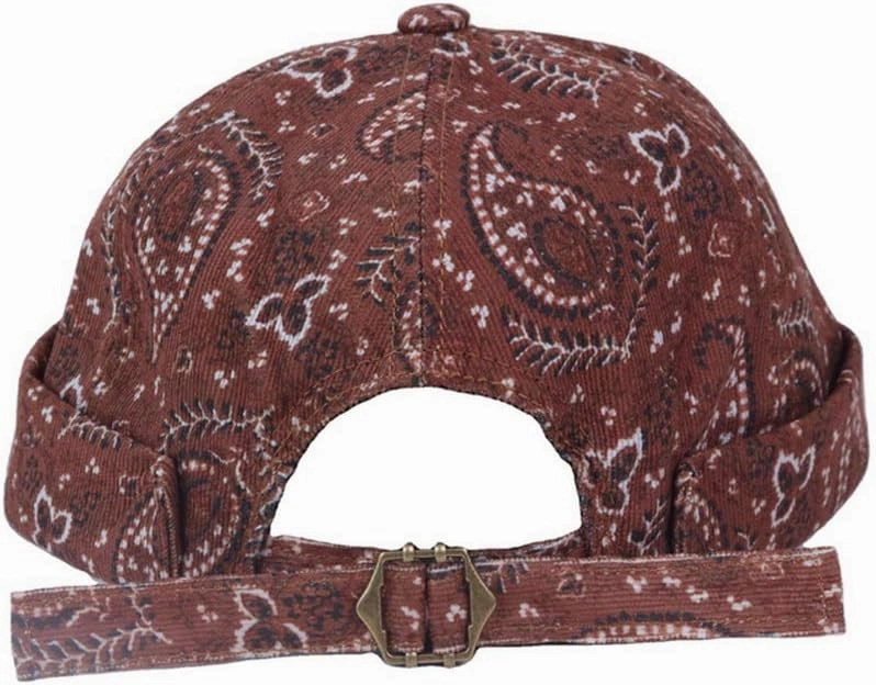 Mens Printed Docker Cap Hats Beanie Sailor Cap Hat Rolled Cuff Retro Brimless Hat