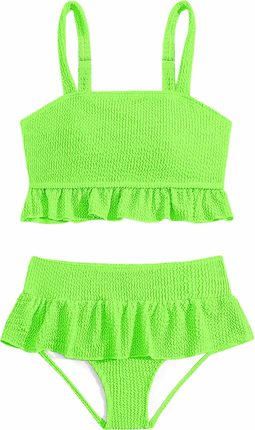 Migu Girls Swimsuits with Ruffled Hem Cute Bikini 2 Piece Bathing Suits for Girls Swimwear
