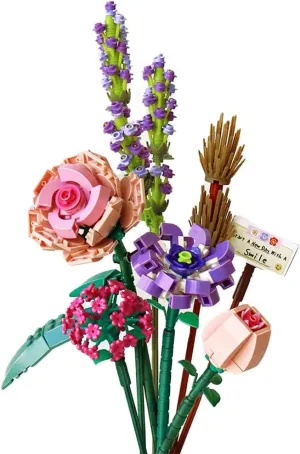 Mini Bricks Flower Bouquet Building Sets, Artificial Flowers with Pink Rose, Unique Home Decor or Birthday/Valentine's Day Gifts for Girls, 547 PCS -1657