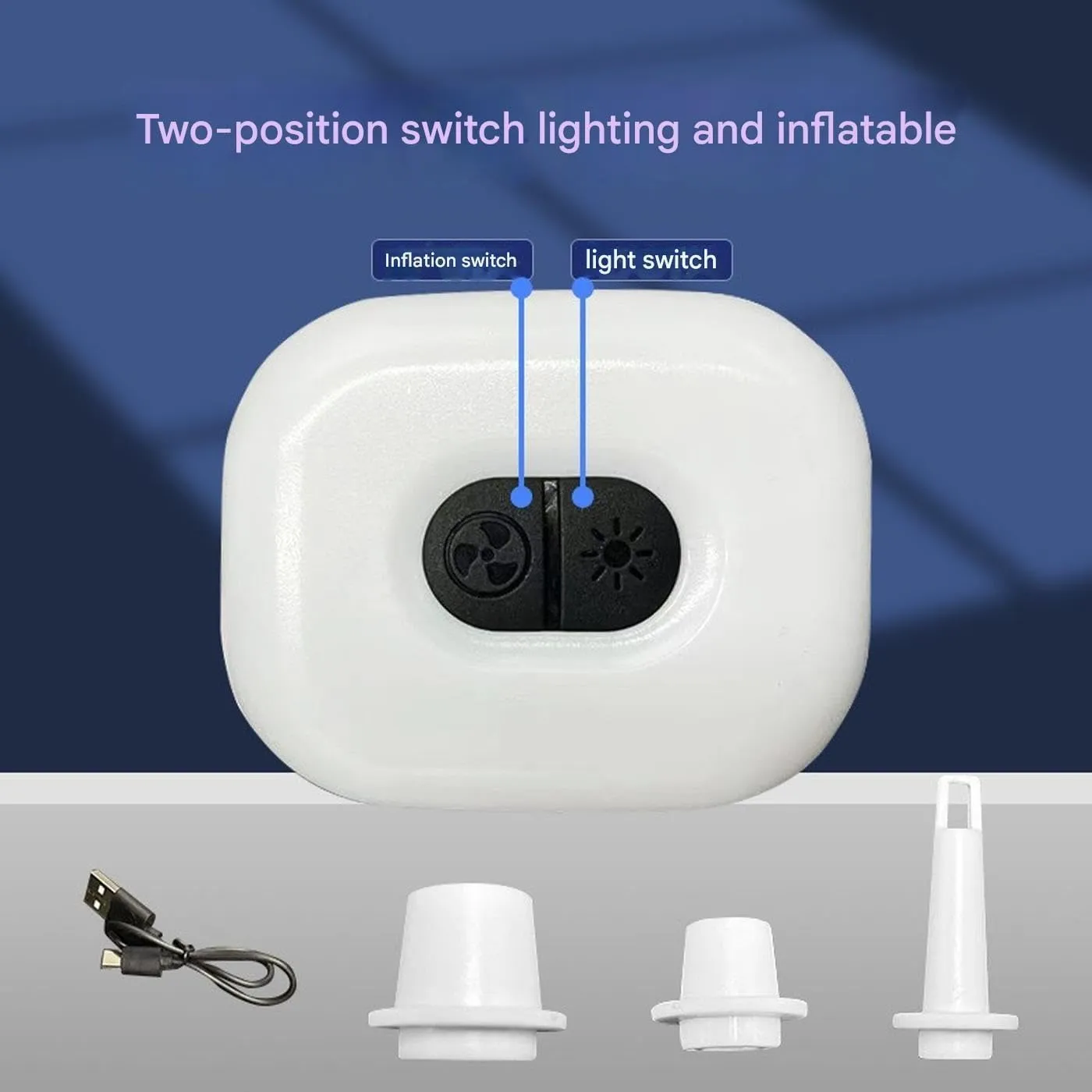 Mini Portable Air Pump with Light, Tiny Air Pump for Pool Floats Sleeping Pads Air Mattress USB Rechargeable Inflator Deflator with 2400mAh Battery for Camping, Travel, Vacuum Bags