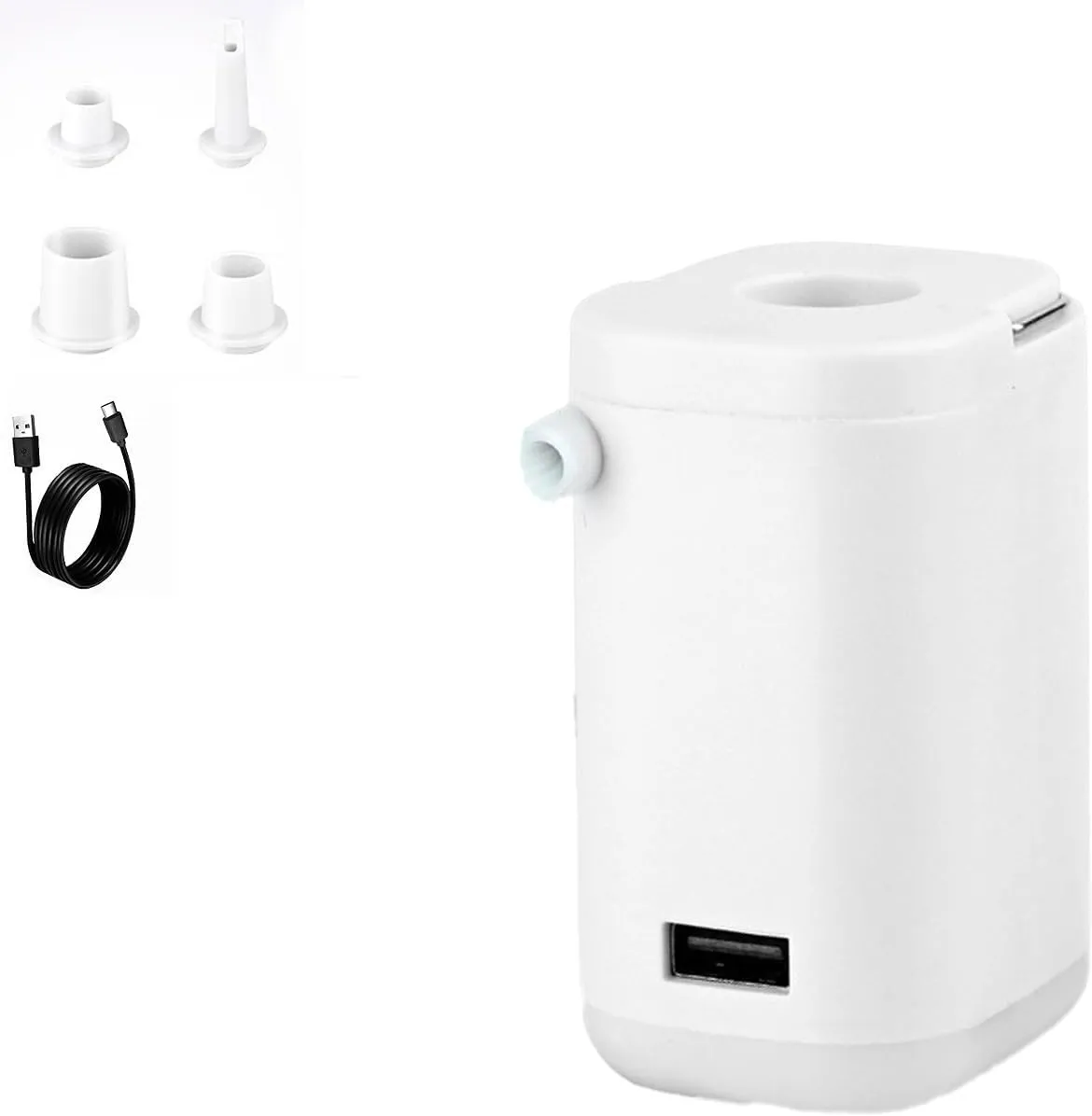 Mini Portable Air Pump with Light, Tiny Air Pump for Pool Floats Sleeping Pads Air Mattress USB Rechargeable Inflator Deflator with 2400mAh Battery for Camping, Travel, Vacuum Bags