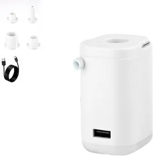 Mini Portable Air Pump with Light, Tiny Air Pump for Pool Floats Sleeping Pads Air Mattress USB Rechargeable Inflator Deflator with 2400mAh Battery for Camping, Travel, Vacuum Bags