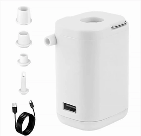 Mini Portable Air Pump with Light, Slowowing 4-in-1 Tiny Portable Air Pump, USB Rechargeable Quick Inflator Deflator Pump for Pool Floats, Sleeping Pads, Swimming Rings