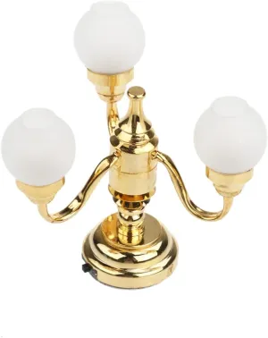 Miniature Brass Chandelier Arm LED Ceiling Light DIY Mini House Lamp with Magnetic Base Easy Installation Battery Powered for Dollhouse Decor and Model Homes