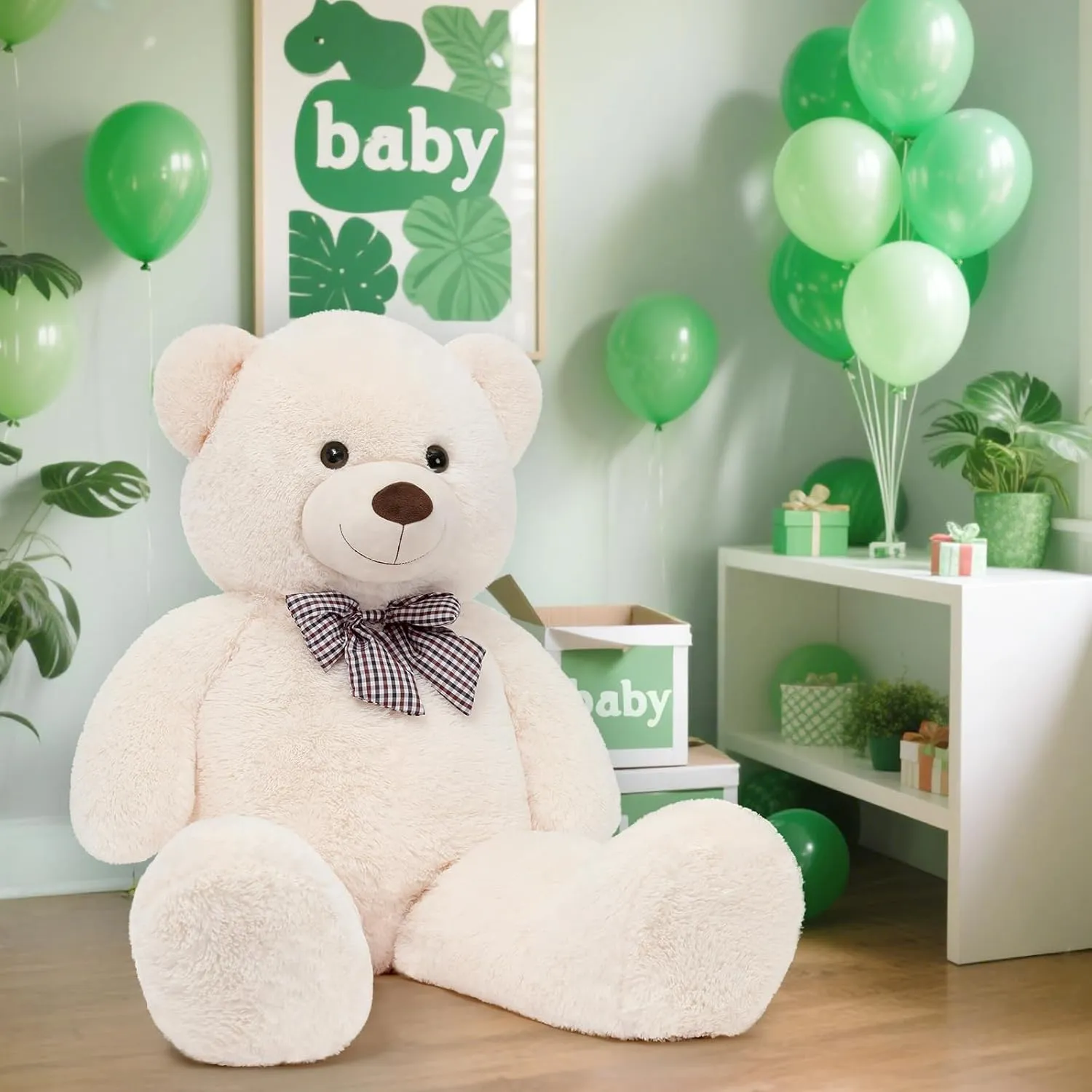 Misscindy Giant Teddy Bear Plush Stuffed Animals for Girlfriend or Kids 47 inch, (White)