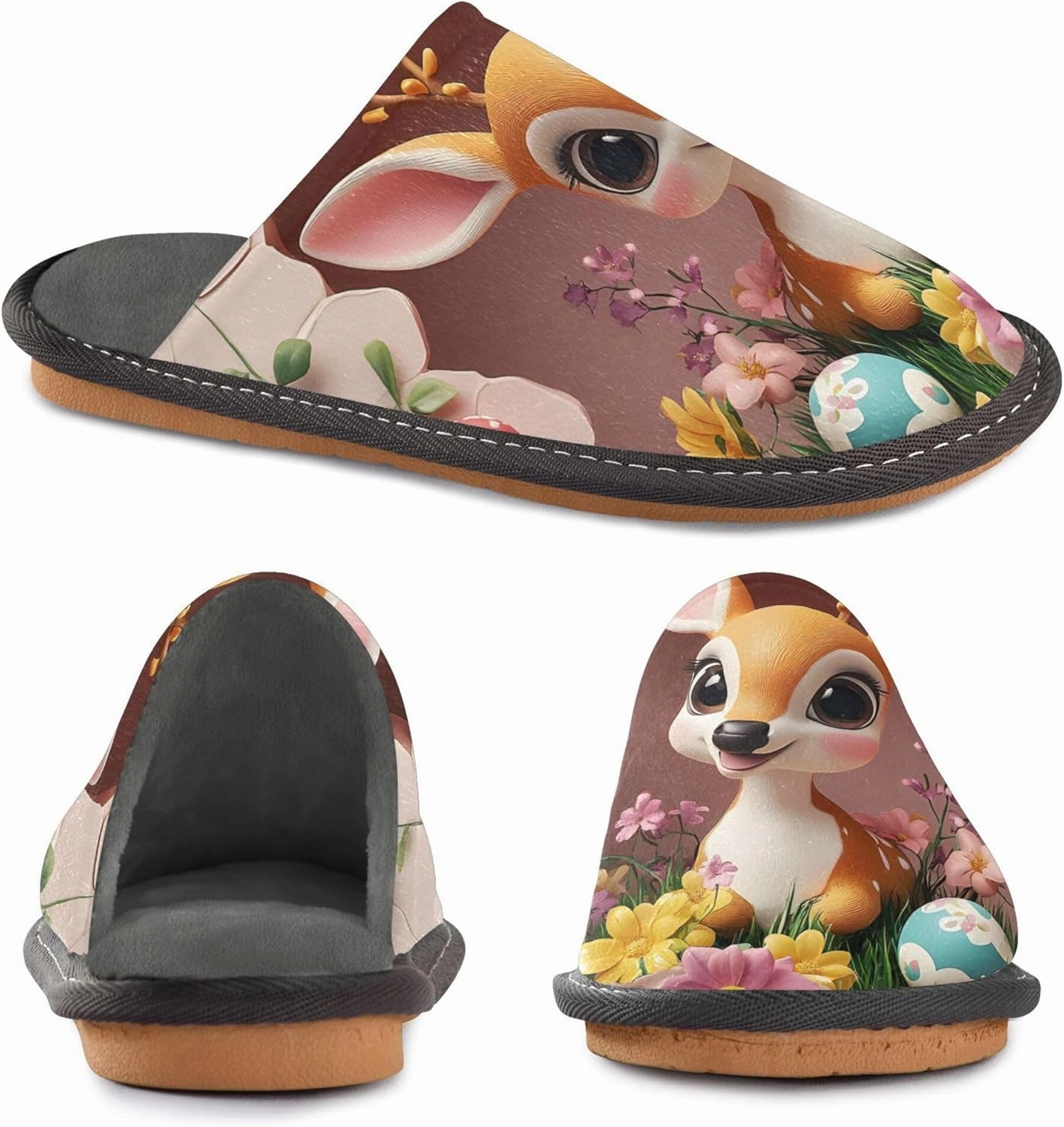 MNSRUU Fuzzy Slippers House Slippers for Women Men Gnomes Rose Black Plush Warm Slippers Winter Soft Slippers Bedroom Shoes Plush Lining Indoor Non-slip