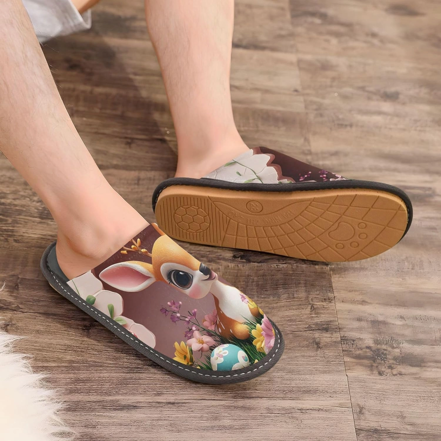 MNSRUU Fuzzy Slippers House Slippers for Women Men Gnomes Rose Black Plush Warm Slippers Winter Soft Slippers Bedroom Shoes Plush Lining Indoor Non-slip