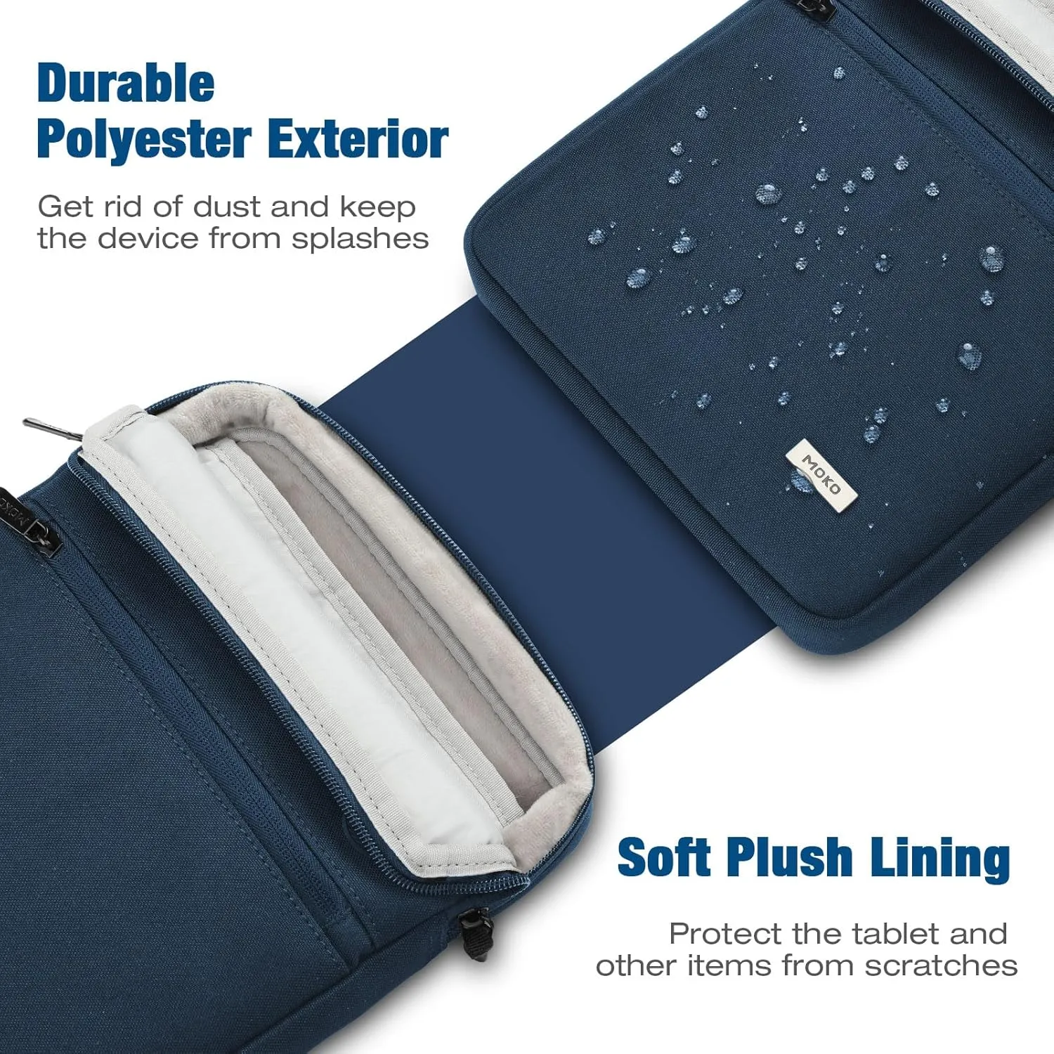 MoKo 9-11 Inch Tablet Bag, 360° Protective Carrying Case Fits iPad Air 5/4th 10.9, iPad Pro 11 inch, iPad 9/8/7th 10.2, iPad 10th Gen 10.9, with Multi-Pockets, Shoulder Strap & Earphone Port, Indigo