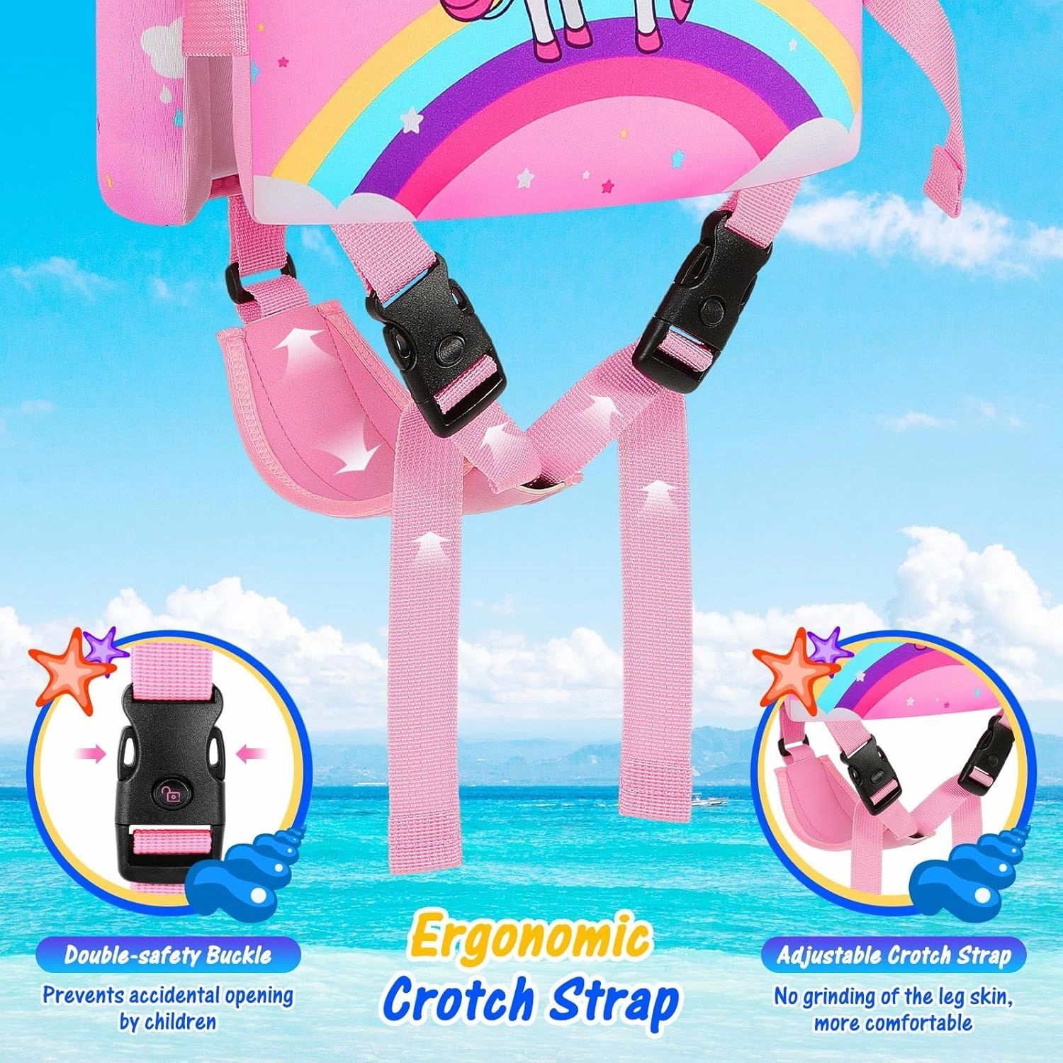 MoKo Swim Vest for Kids - Swim Floats Jacket for 2-3-4-5-6 Years (22-30-50-66LBS), Toddler Floaties Beach Accessory,Kids Pool Floats Vest with Adjustable Crotch Strap