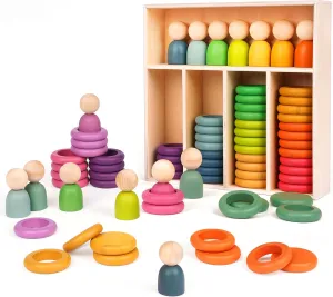 Montessori Rainbow Stacking Toy - Fine Motor Skills