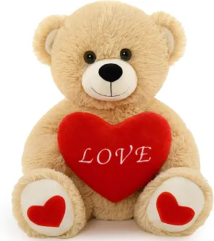 MorisMos 16in Teddy Bear Stuffed Animal with Heart, Small Stuffed Bear for Valentine Day, I Love You Bear Plush for Her, Girlfriend, Girl, Boyfriend, Kids