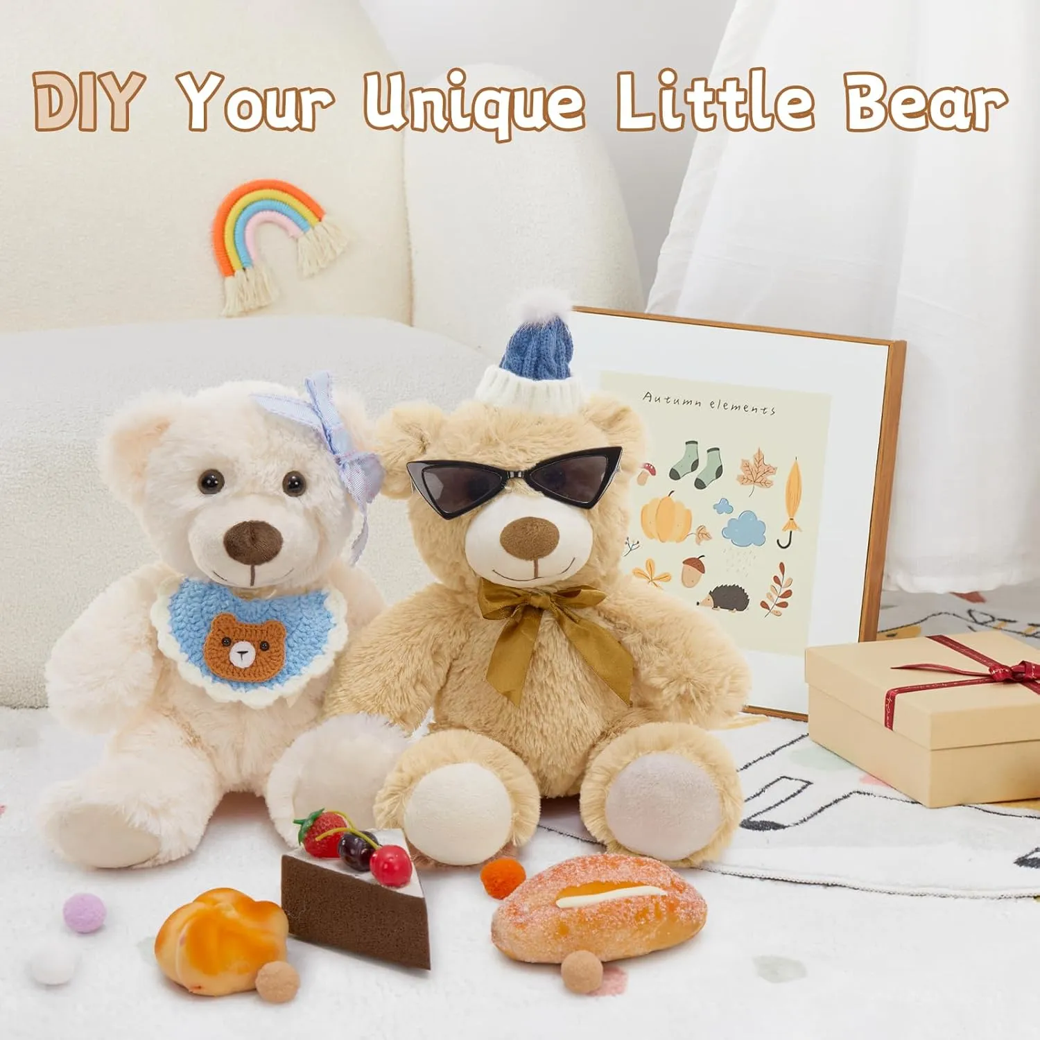 MorisMos 3 Packs Teddy Bears Bulk Stuffed Animals, Cute Small Teddy Bear Plush Toys, Little Stuffed Bear for Kids on Centerpiece Baby Shower, 14 Inches