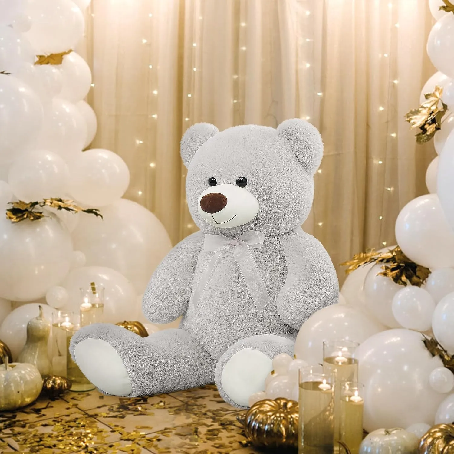 MorisMos Giant Teddy Bear Stuffed Animal 3ft-36 inch Big Teddy Bear for Baby Shower Decor, Large Stuffed Bear Gifts for Girl Boy Women on Birthday Christmas,Grey