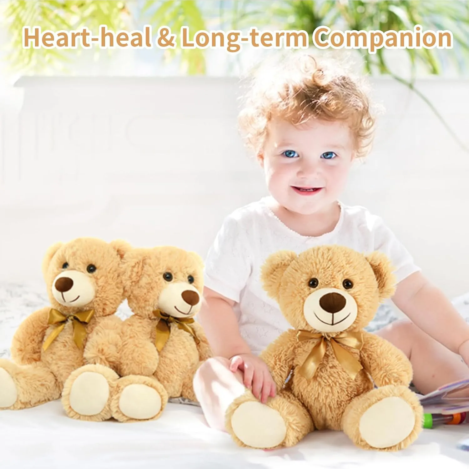 MorisMos Teddy Bear Bulk Packs - 6 Small Stuffed Animals for Baby Shower, Wedding Party - Light Brown