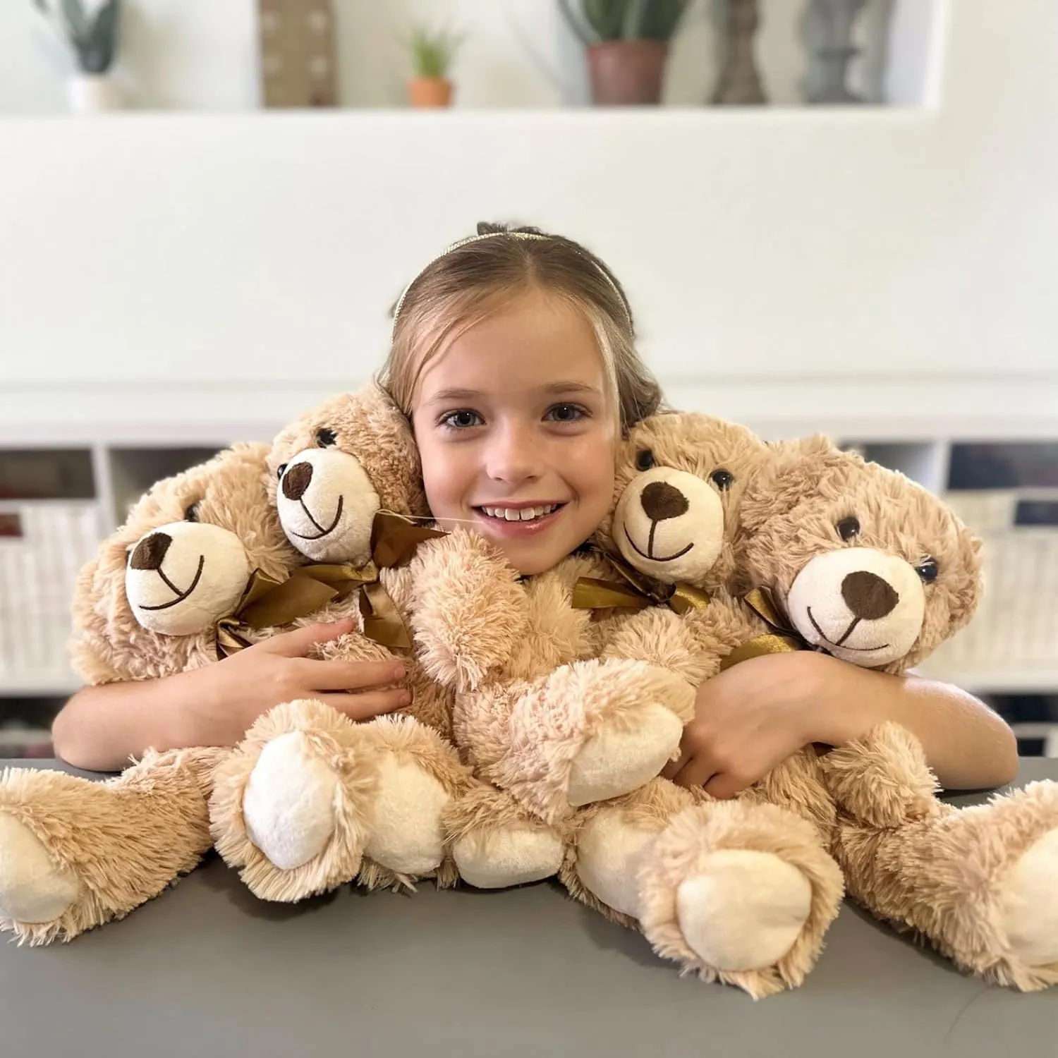 MorisMos Teddy Bear Stuffed Animal 8 Packs 14 in Teddy Bears in Bulk Small Teddy Bear for Centerpiece Baby Shower, Light Brown