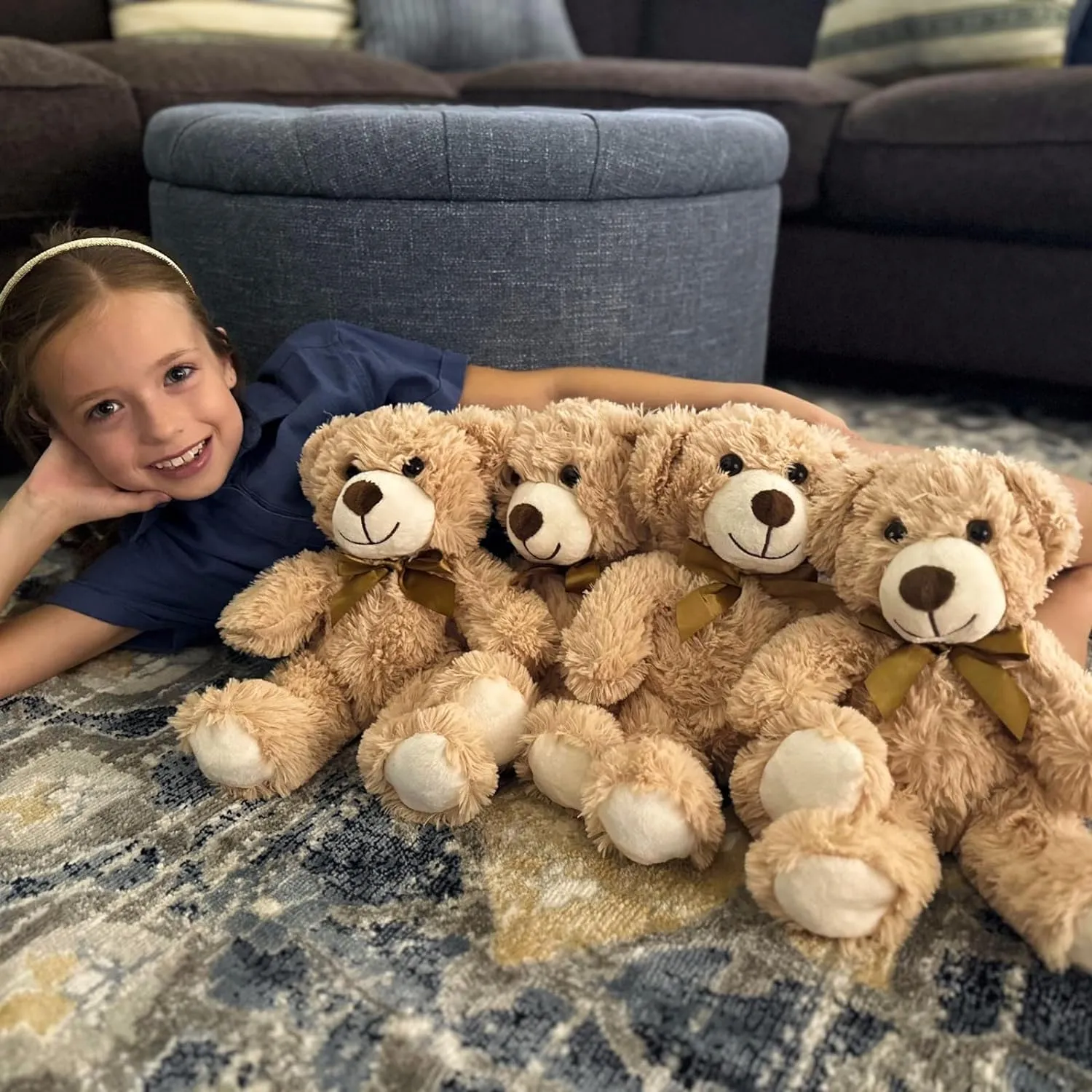 MorisMos Teddy Bear Stuffed Animal 8 Packs 14 in Teddy Bears in Bulk Small Teddy Bear for Centerpiece Baby Shower, Light Brown