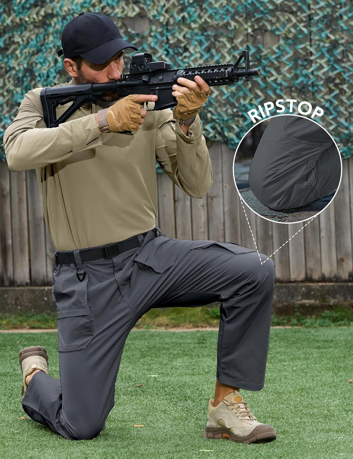 MOURCE Tactical Pants for Men Ripstop - Water Resistant Mens Work Pants Lightweight Quick Dry with 9 Pockets