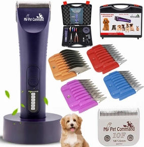 My Pet Command Professional Dog Grooming Clipper, Cordless Hair Trimmer, Brushless Motor, Heavy Duty Kit for Dogs Pets Cats, for Thick Coats, Low Noise, Light Weight